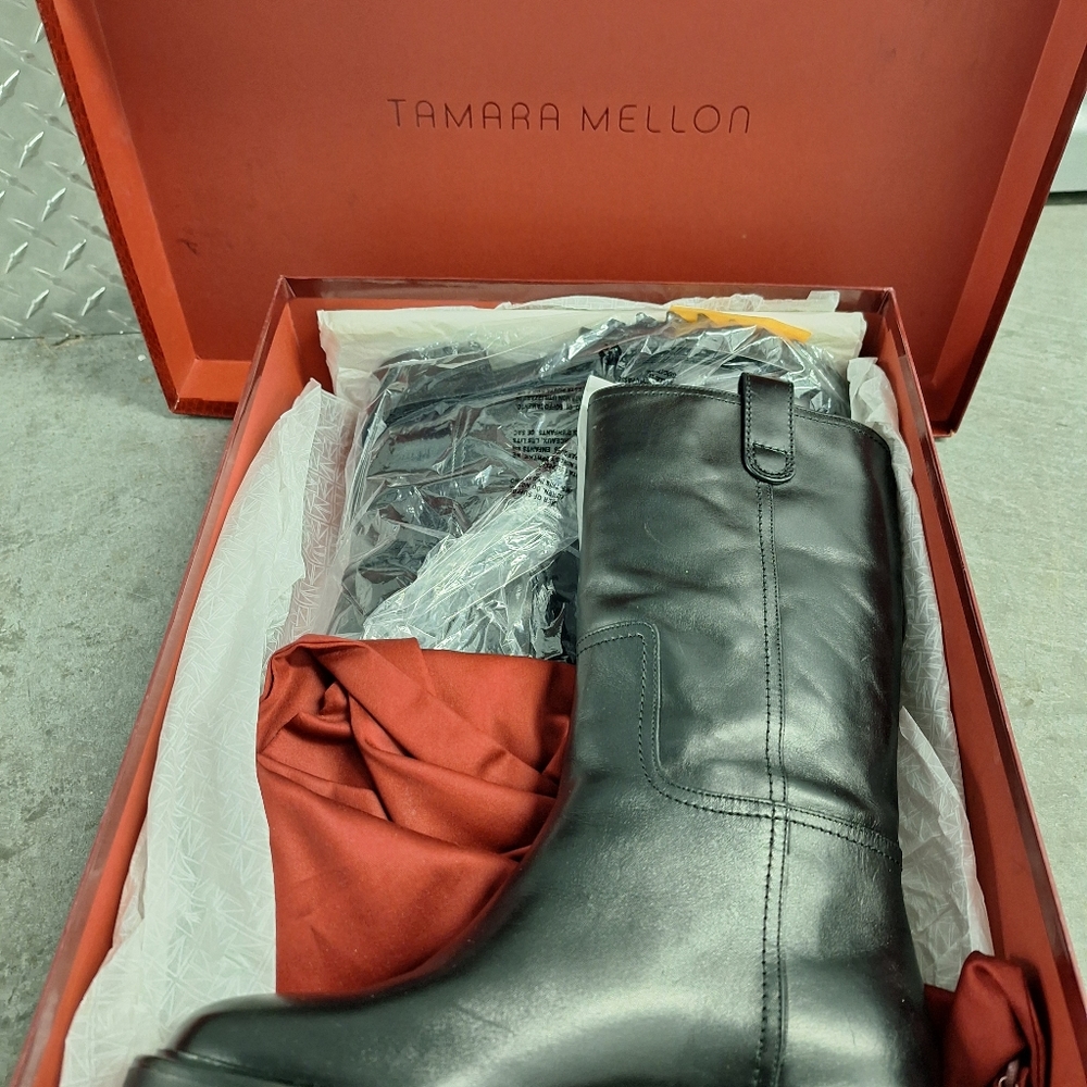 Tamara Mellon NEW Easy Rider Mid Calf– Black Size 38 (US 7.5/8)